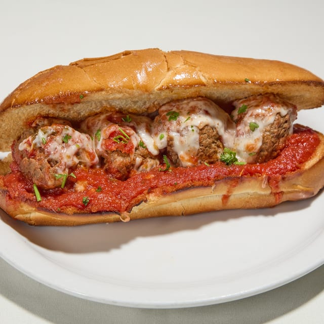 Meatballs with Mozzarella Sandwich.
