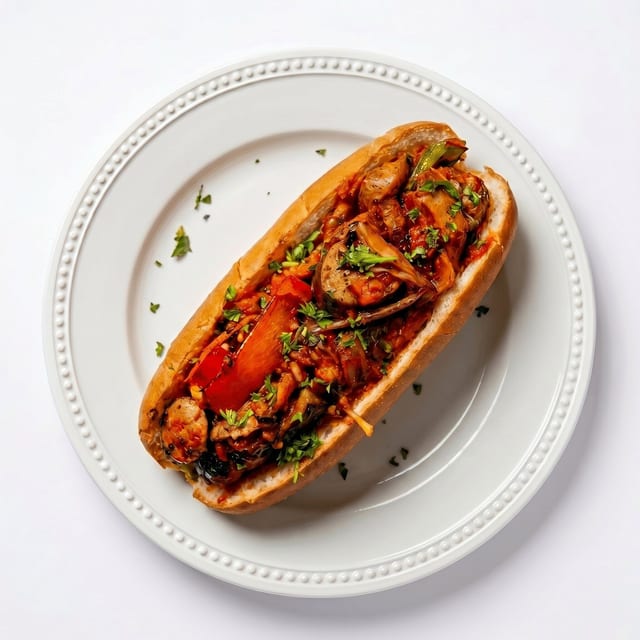 Italian Sausage and Peppers Sandwich.