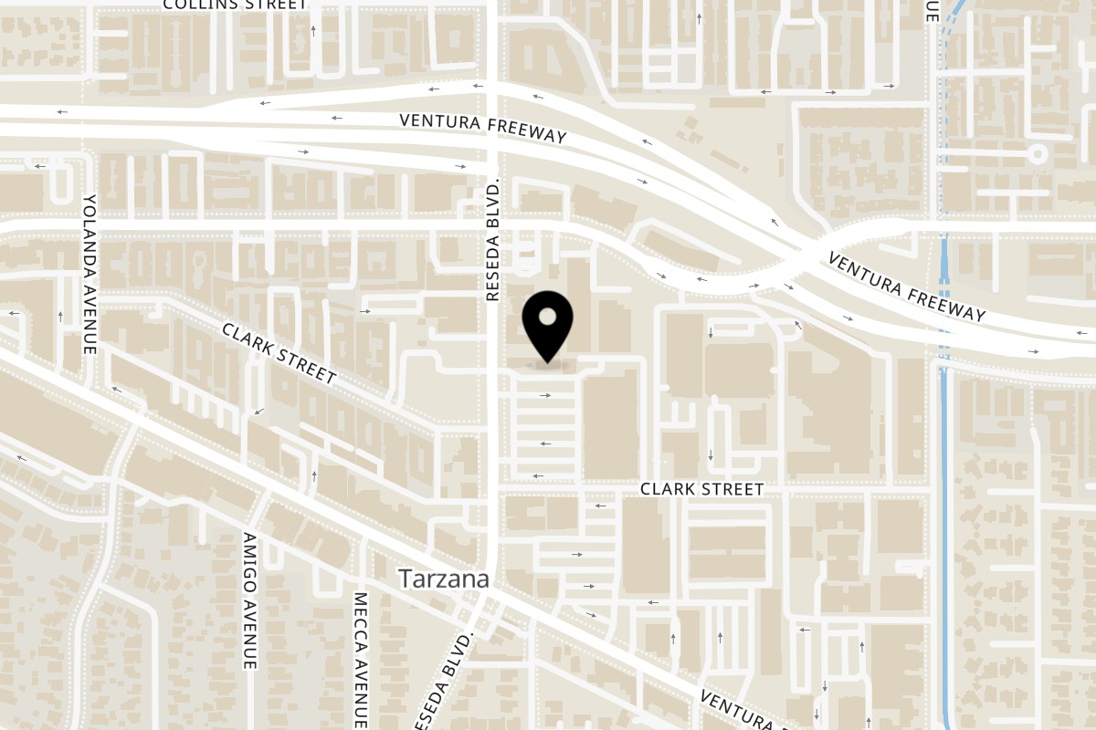 Map showing the location of Frankie's Italian Kitchen on 5538 Reseda Blvd in Tarzana